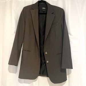 zara two toned checkered blazer